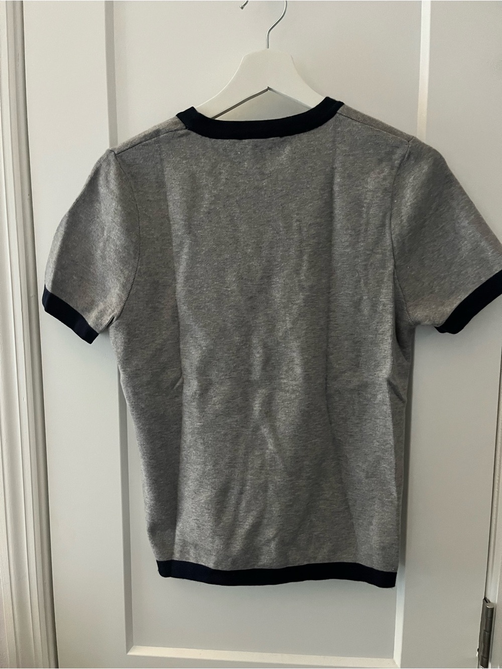Bohme Grey Knit Tee with Navy Trim Accents - Picture 3 of 6
